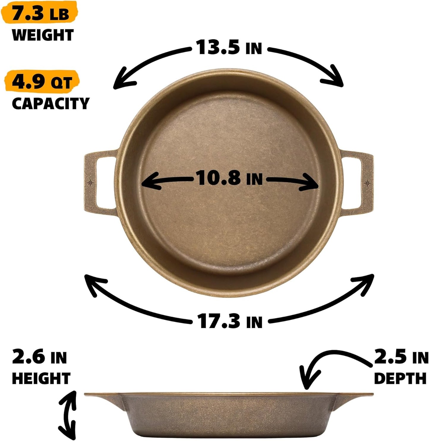 Stargazer 13.5-Inch Cast Iron Skillet | Made in USA, Seasoned, Premium Frying Pan for Grilling, Searing, Baking & More – Durable Cast Iron with Smooth Cooking Surface