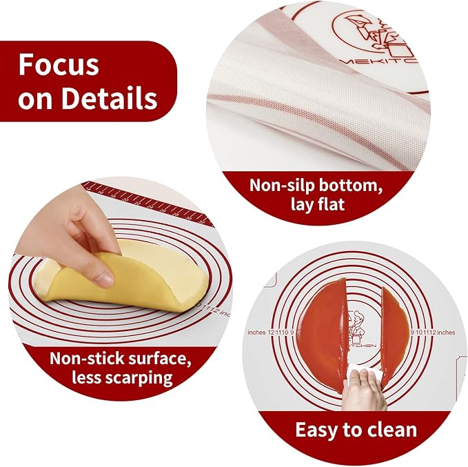 Silicone Baking Pastry Mat, Non Stick Dough Rolling Sheet - Image 2