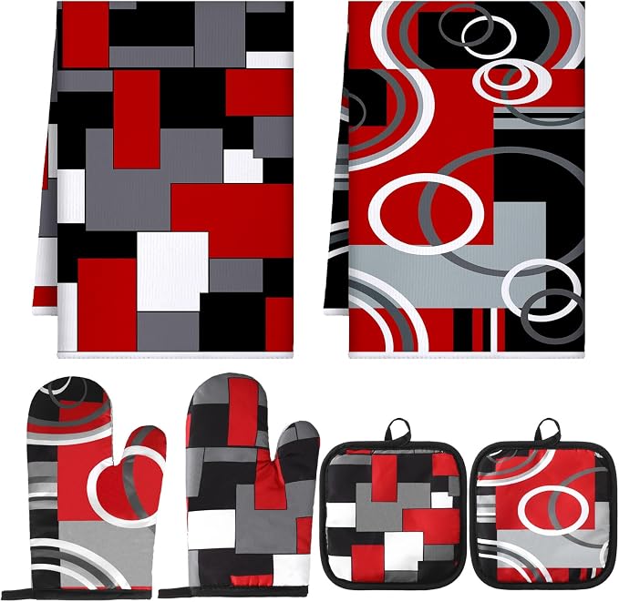 Jingmore 6 Pcs Kitchen Decor Set Accessorie Farmhouse Kitchen Towels Pot by Jingmore