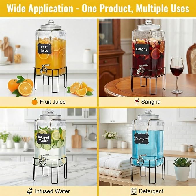1.5 Gallon Glass Drink Dispenser, Drink Dispensers - Image 5