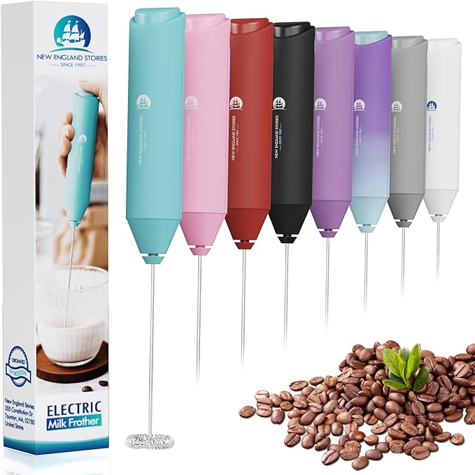 Powerful Milk Frother Handheld Foam Maker, Mini Whisk Drink Mixer by NewEnglandStories