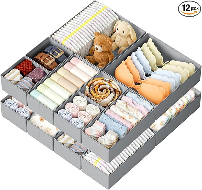 DIMJ Drawer Organizer Clothes, 12 Pack Dresser Organizer, Foldable Closet by DiMJ