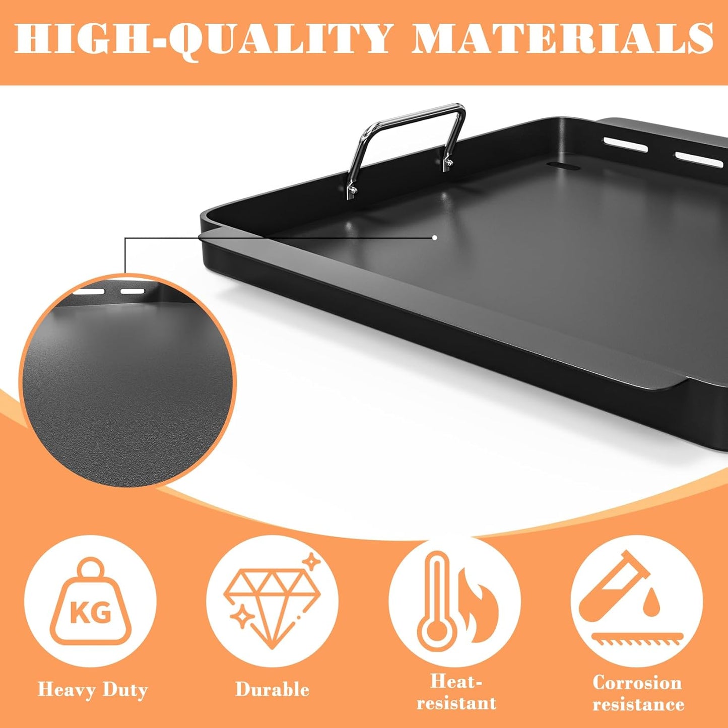 Full Size Griddle Inserts for Charbroil TRU Infrared 466243219 463242516 463342420 466242515 463355220 Gas Grills, G533-0009-W1 Griddle Replacement Parts for Charbroil Infrared 466242616 466242615