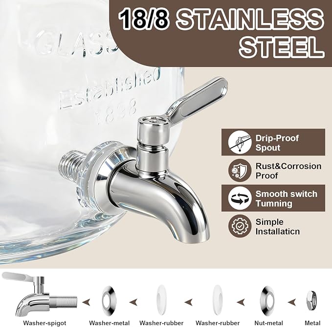 2 Pack1 Gallon Glass Drink Dispensers - Image 5