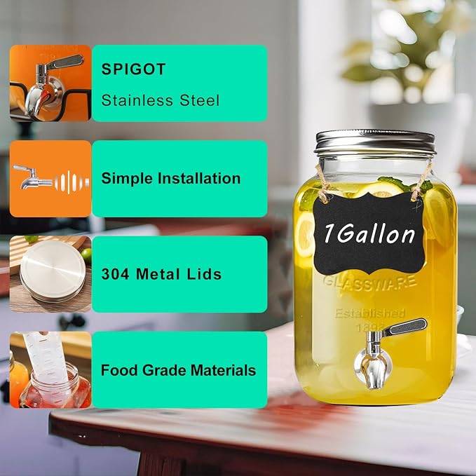 1 Gallon Glass Drink Dispenser - Image 5