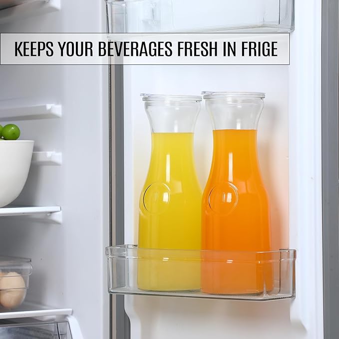 Set of 6 Glass Carafe with Lid, 1 Liter Beverage Serveware Carafe, Cold Water - Image 5