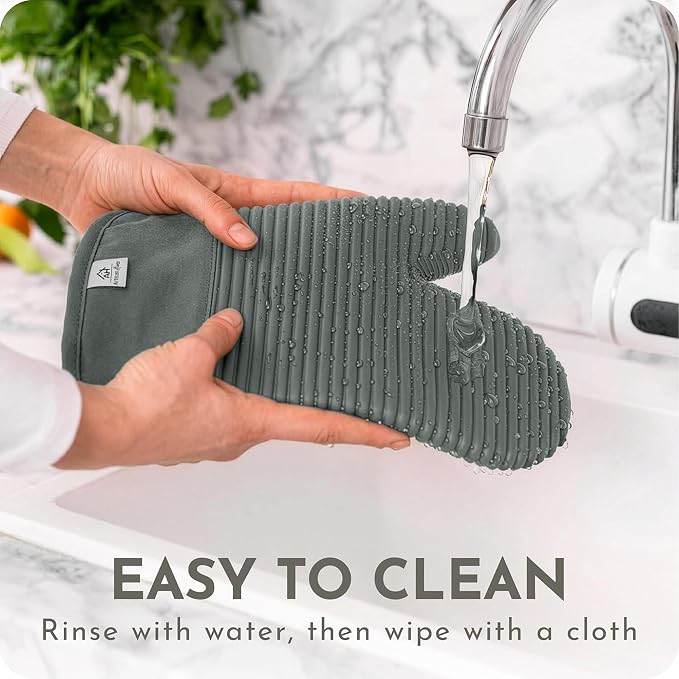 Extra Long Silicone Oven Mitts and Pot Holders Sets | Heat Resistant 500°F - Image 7