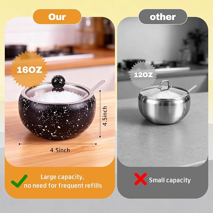 holoith Sugar Container with Glass Lid and Spoon, 16oz Snowflake pattern - Image 3
