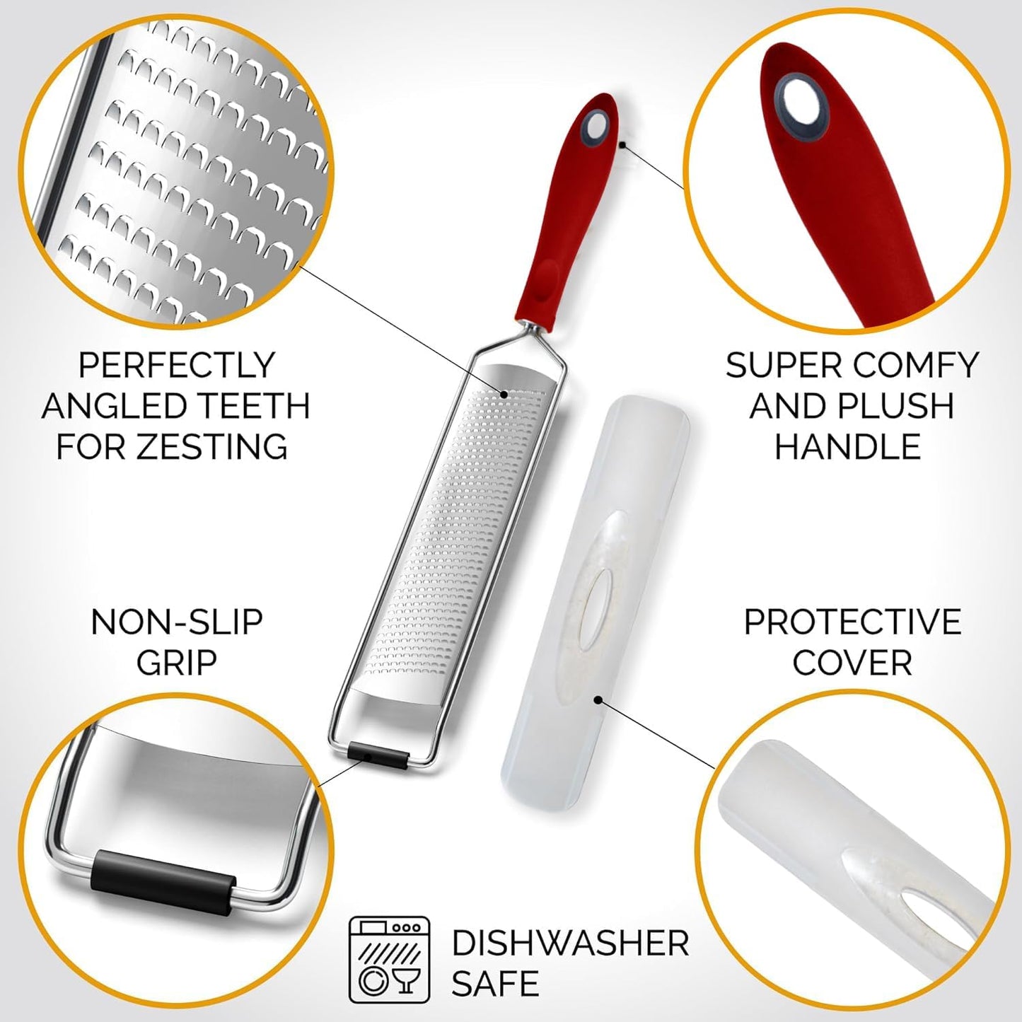 DESIGNED BY CHEFS ~ Premium Lemon Zester Grater With Perfectly Angled Teeth ~ Ideal for Citrus, Parmesan Cheese, Garlic, Vegetables and Fruits