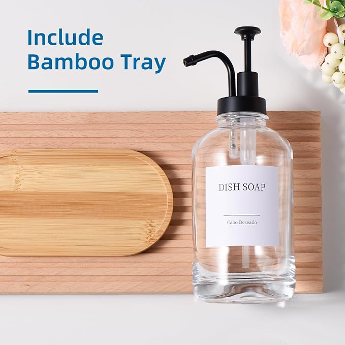 Glass Soap Dispenser with Pump, Dish and Hand Soap Dispenser - Image 4