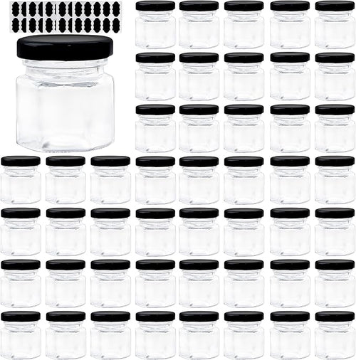 1.5 OZ Mini Hexagon Glass Jars, 48 Pack Empty Honey Jars Small Spice Jars by Comrzor