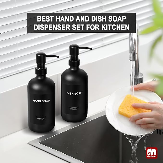 GMISUN Black Soap Dispenser, 2 Pack Matte Black Hand Soap Dispensers Bathroom - Image 6