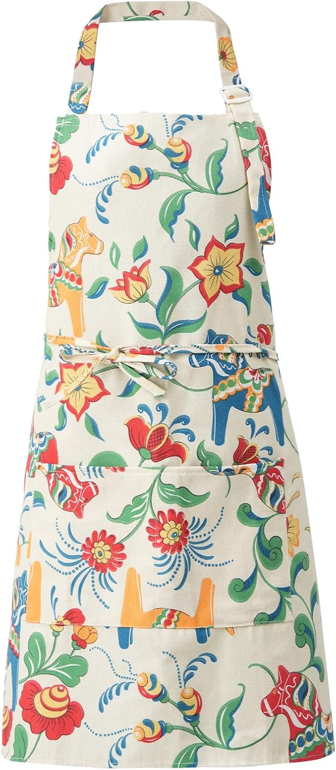 DILLMAN Aprons for Women with Pockets Cotton Linen Cooking Kitchen Baking Soft by DILLMAN