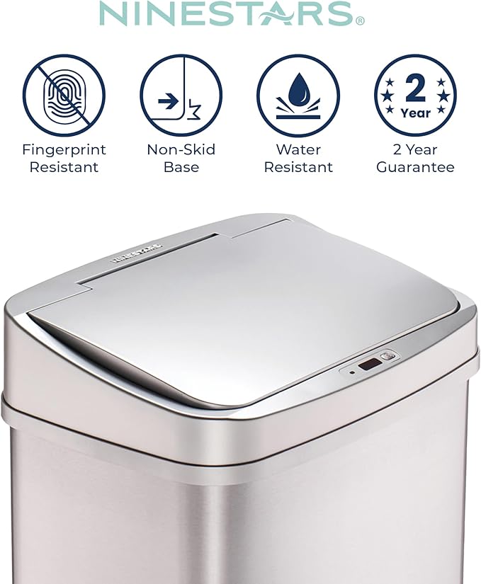 Ninestars 13 Gallon Automatic Trash Can, 50L Touchless Motion Sensor Garbage Can - Image 4