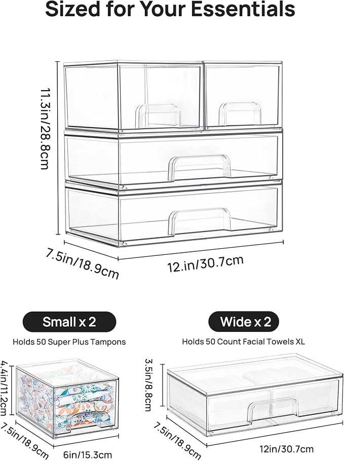 Vtopmart Stackable Storage Drawers Set of 4, Laundry Room Organization - Image 2