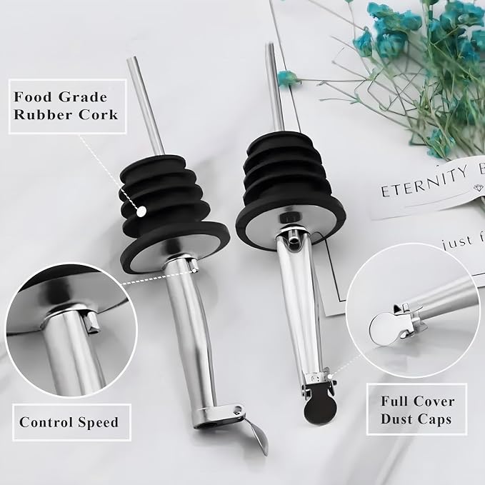 12 Pack Oil Pourers with Flip Top, Olive Oil Dispenser Spout, Speed Pour Spouts - Image 3
