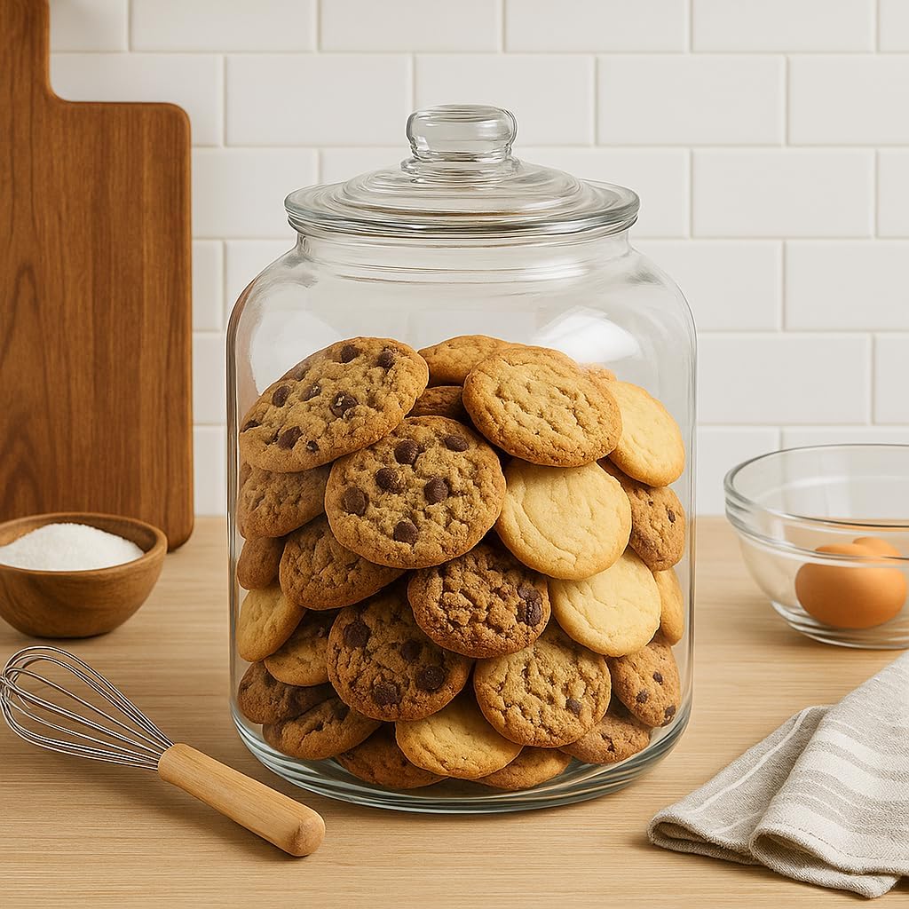 4 Gallon Glass Jar with Lid Large Cookie Jar with Big Opening Airtight Food Storage Canister Canning Jars for Flour Sugar Dog Treats Pasta Candy Glass Containers with Lids for Kitchen Pantry