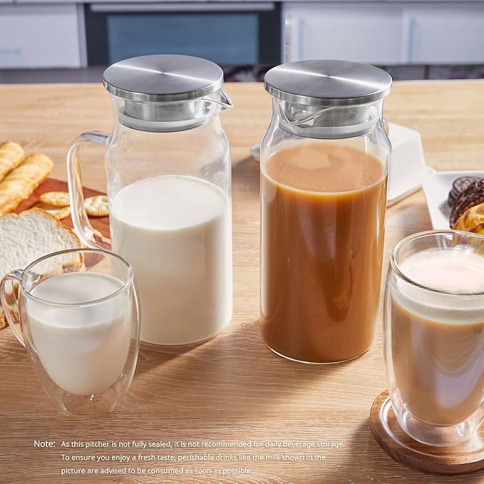 Bivvclaz 2 Pack 1.2 Liter 40 oz Small Glass Pitcher - Image 6