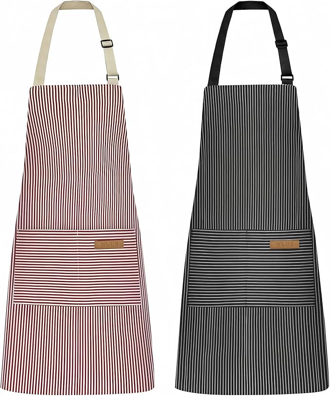 NLUS 2 Pack Kitchen Cooking Aprons, Adjustable Bib Soft Chef Apron by NLUS