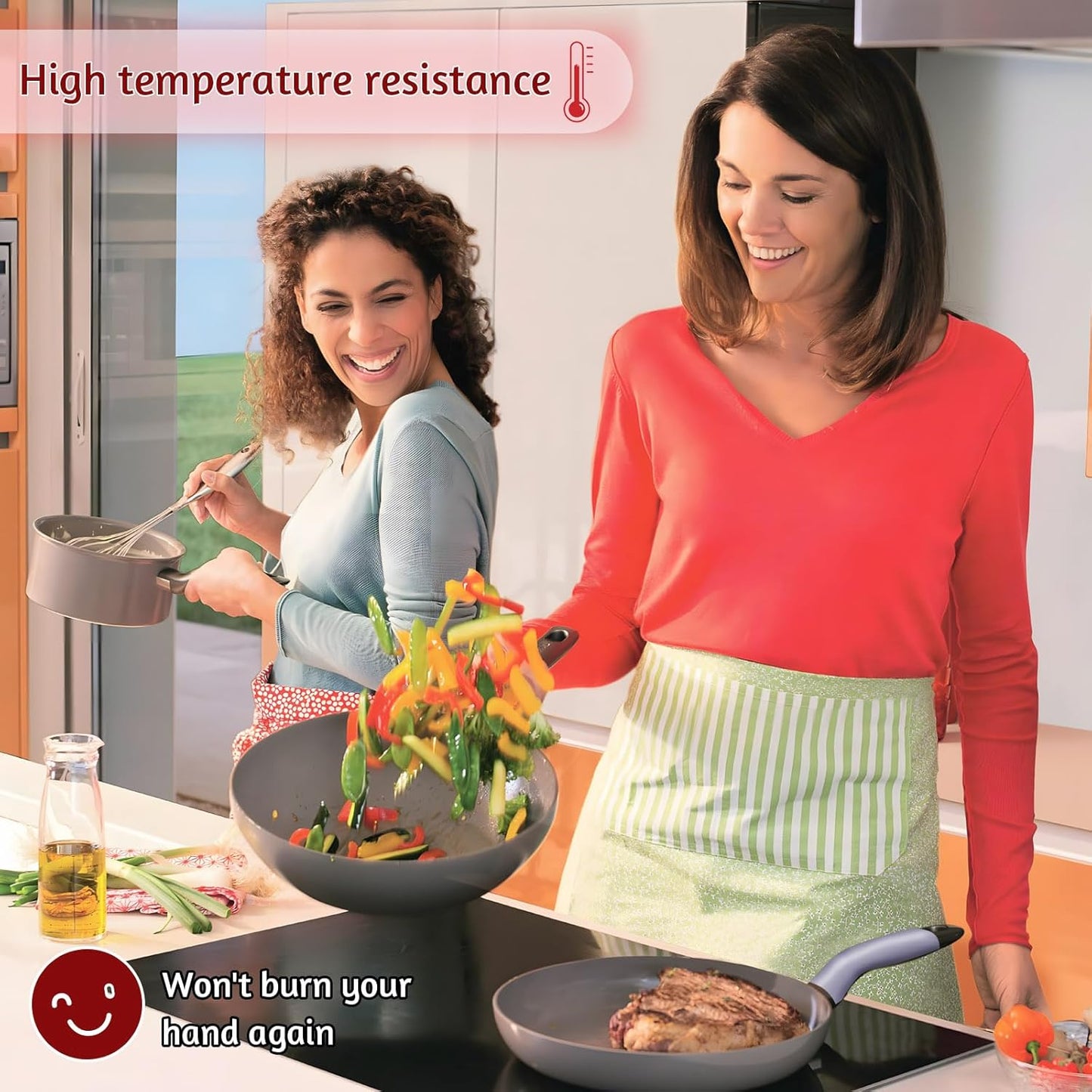 Upgraded Silicone Pan Handle Sleeve - Heat-Resistant&Non-Slip Cast Iron Handle Cover for Pots and Pans - Multipurpose Kitchen Protection(2pcs Medium)