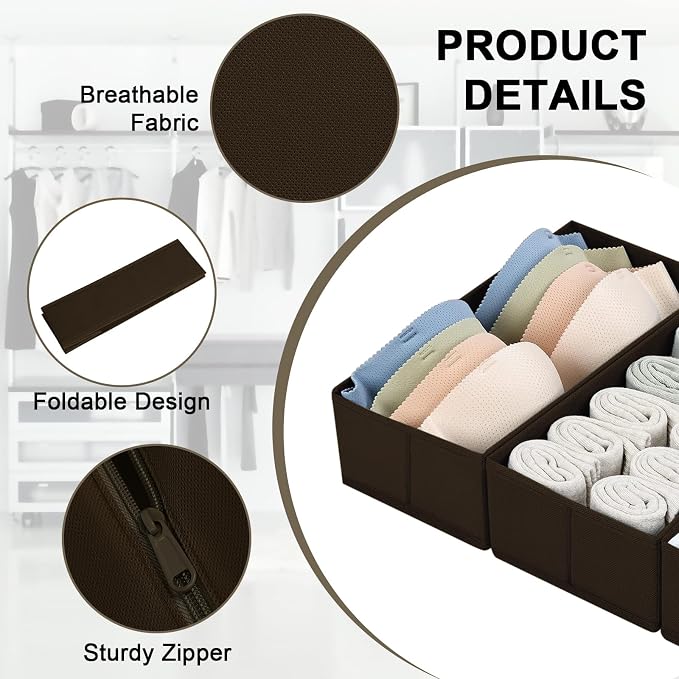 DIMJ Drawer Organizer Clothes, Underwear Drawer Organizer, Fabric Drawer - Image 2