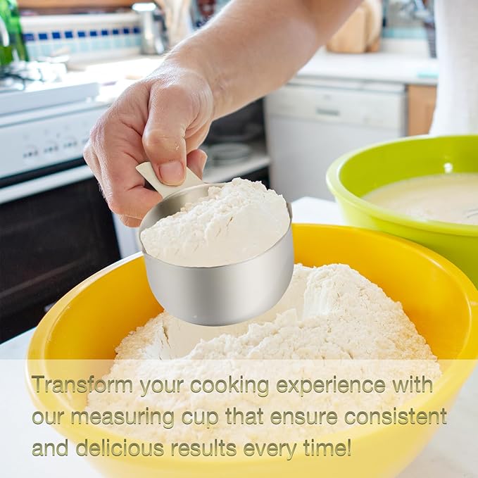 1PCS 2Cup Single Measuring Cup, Etched Inner Scale Stainless Steel Measure Scoop - Image 7