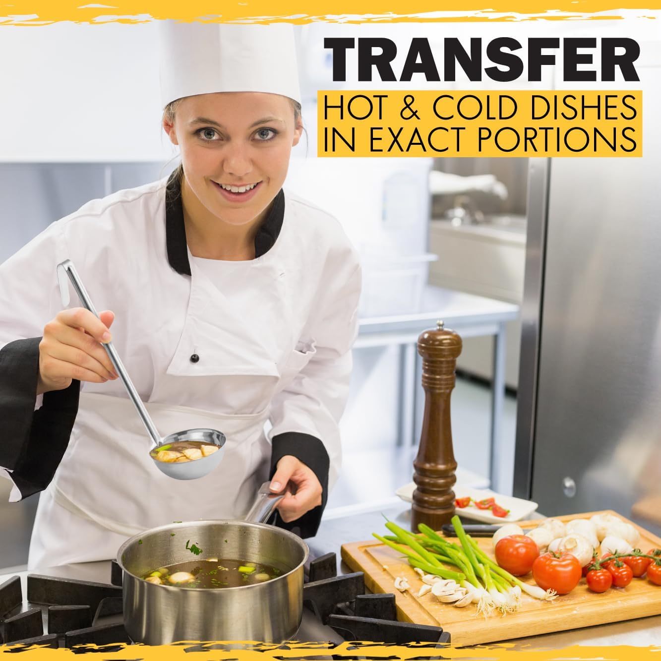 Ladle - Durable Stainless Steel Ladle Serving Measuring Soup Dressing Sauce Gravy Sturdy Dependable Long Handle for Kitchen (1, 3 Oz.)