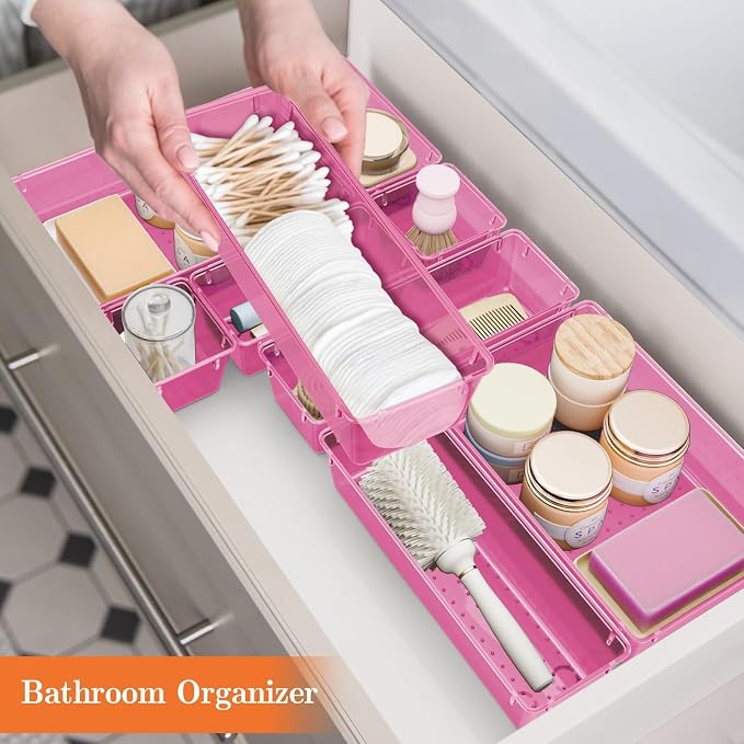 SpaceHacks 25 PCS Plastic Drawer Organizer Set, 4-Size Versatile Organizer - Image 6