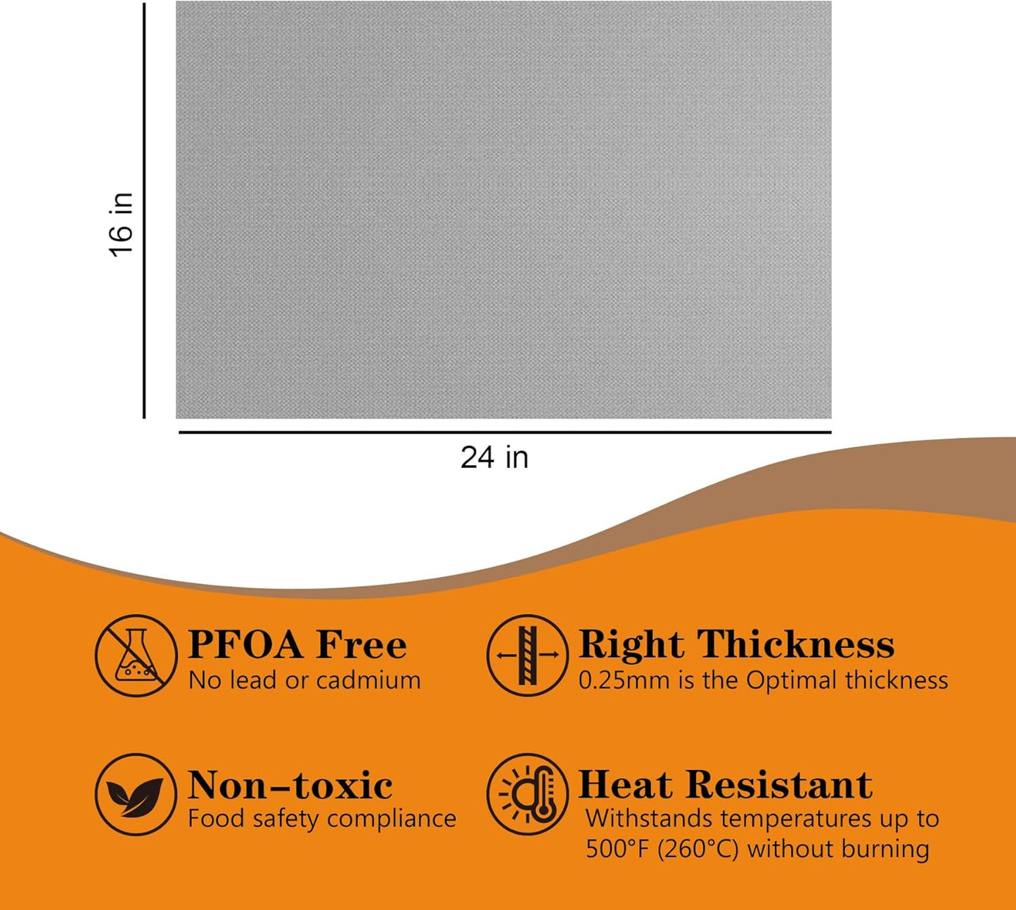 UBeesize 2 Pack Thickened Silver Oven Liners for Bottom of Oven BPA & PFOA Free, Reusable 16x24 Inch Heavy Duty Non Stick Teflon Oven Mats, Fit Electric Gas Toaster Convection Microwave Ovens Grills