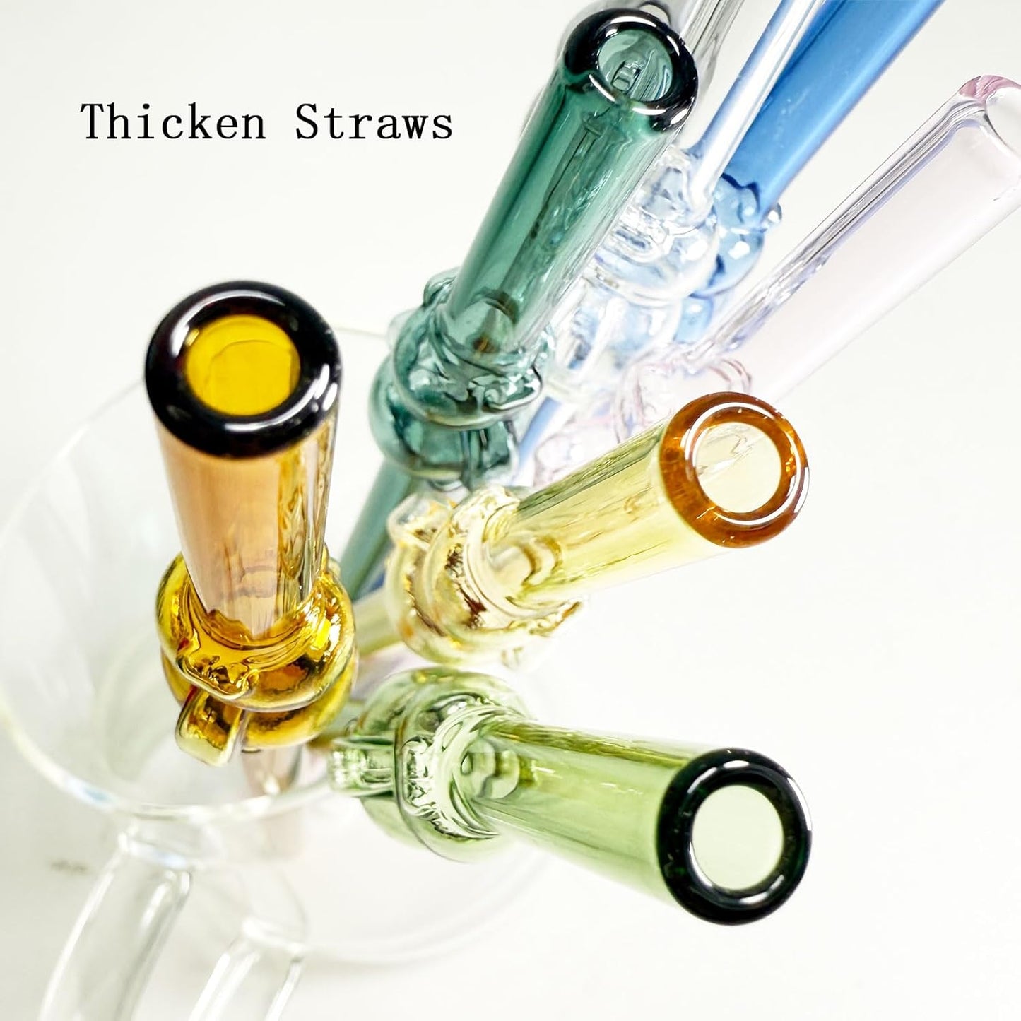 Glass Straws 8 Pcs Cute Bear Cocktail Straws with 2 Cleaning Brushes 7.87 Inch Reusable Straw Shatter Resistant Colorful Straw Dishwasher Safer for Juice, Smoothie, Milkshakes, MilkTeas