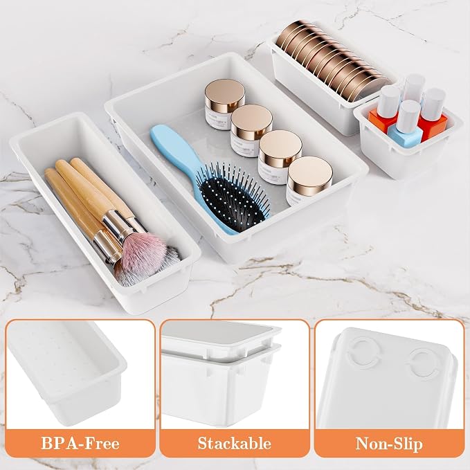 SpaceHacks 25 PCS Plastic Drawer Organizer Set, 4-Size Versatile Organizer - Image 3