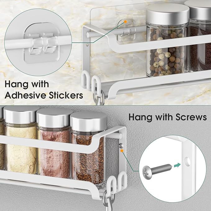 LUCYCAZ 4 Pack Wall Mounted Spice Rack - Image 6