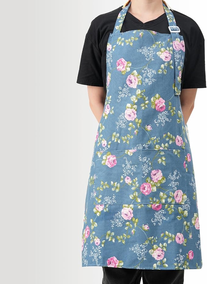 DILLMAN Aprons for Women with Pockets Cotton Linen Cooking Kitchen Baking Soft - Image 5