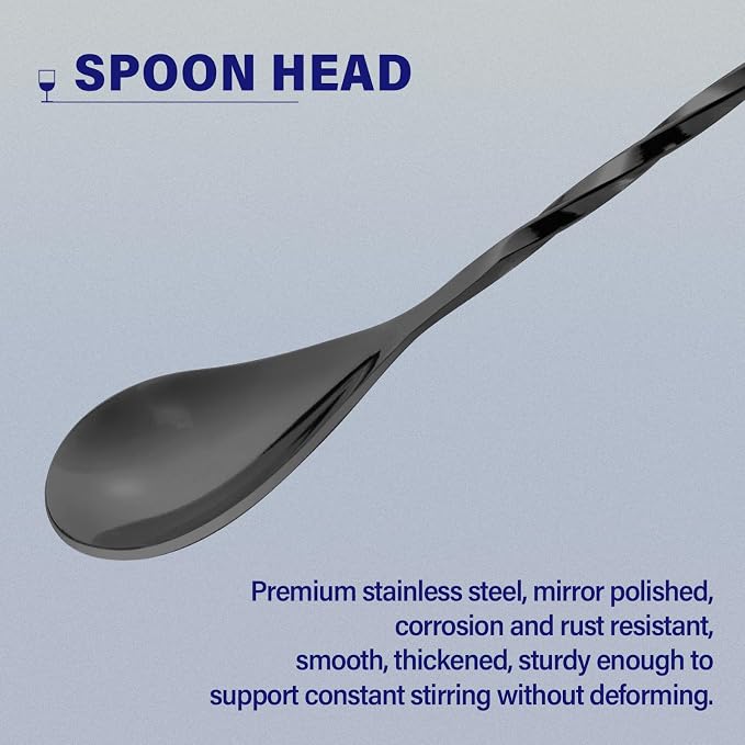 BRIOUT 2 Pcs Bar Spoon, 12 Inches Long Handle Drink Stirrer, Stainless Steel - Image 3