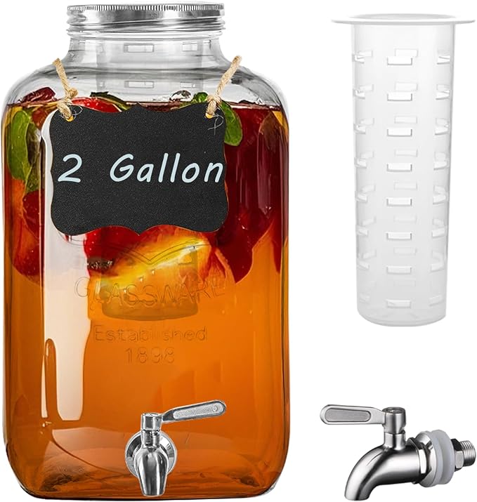 2 Gallon Glass Drink Dispenser by Galssmaic