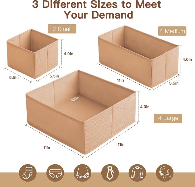 Criusia Drawer Organizer Clothes, 10 Pack Dresser Organizer - Image 2