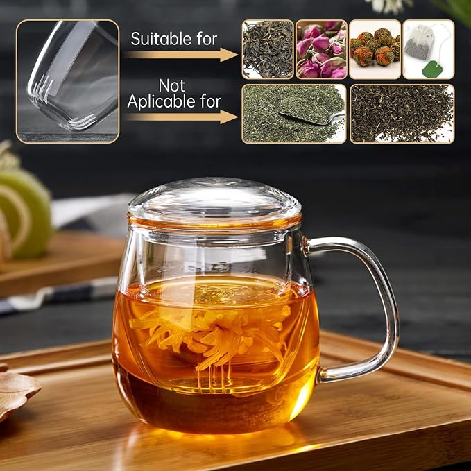 DOPUDO Glass Teacups 2 Pack Glass Tea Cup - Image 2