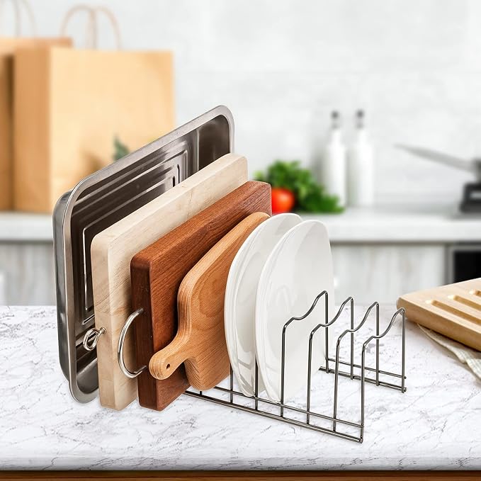 Pot Lid Organizer, Kitchen Pot Lid Rack Holder, Rest Cutting Board, Baking Sheet - Image 8