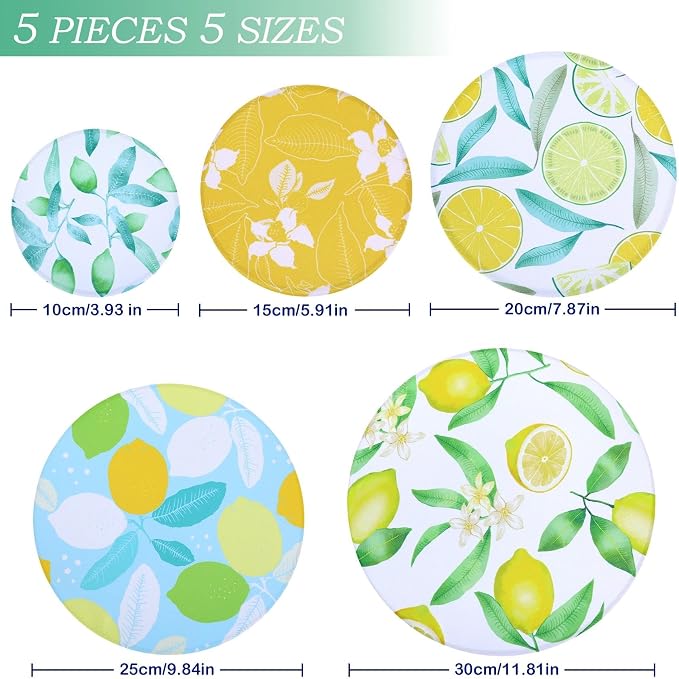 5 Pieces Bowl Covers Reusable, 5 Size Elastic Cloth Bowl Covers - Image 2