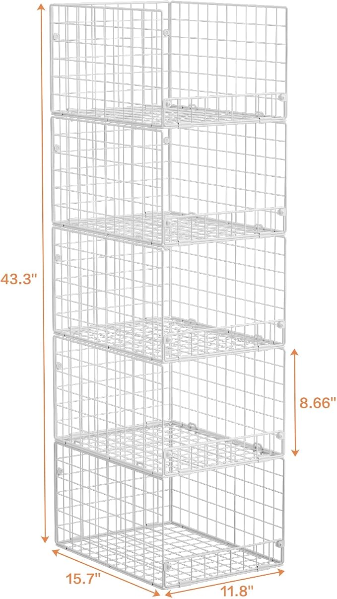 5-Tier Stackable Closet Storage Shelves, Closet Organizers and Storage Basket - Image 3