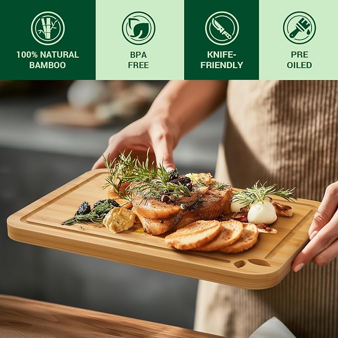 13 x 9.5 inch Bamboo Cutting Boards - Image 4
