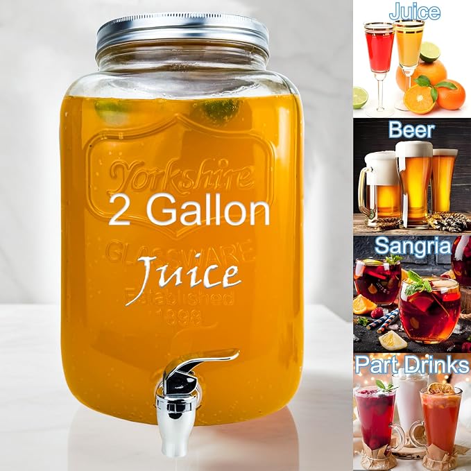 2 Gallon Larger Glass Drink Dispenser - Image 5