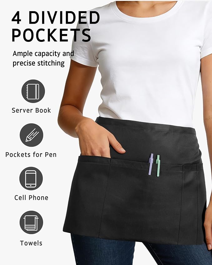 Syntus Server Apron for Men Women, Waitress Waist Apron - Image 5