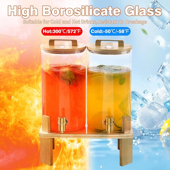 1.5 Gallon 2PCS Glass Drink Dispenser - Image 5