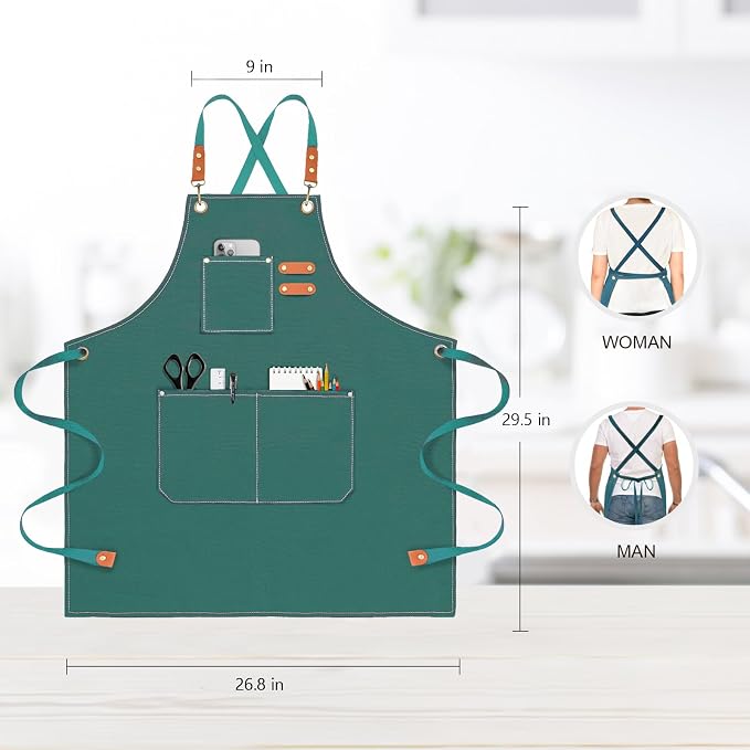 OUNLEN Chef Apron for Men Women Canvas Aprons - Image 2