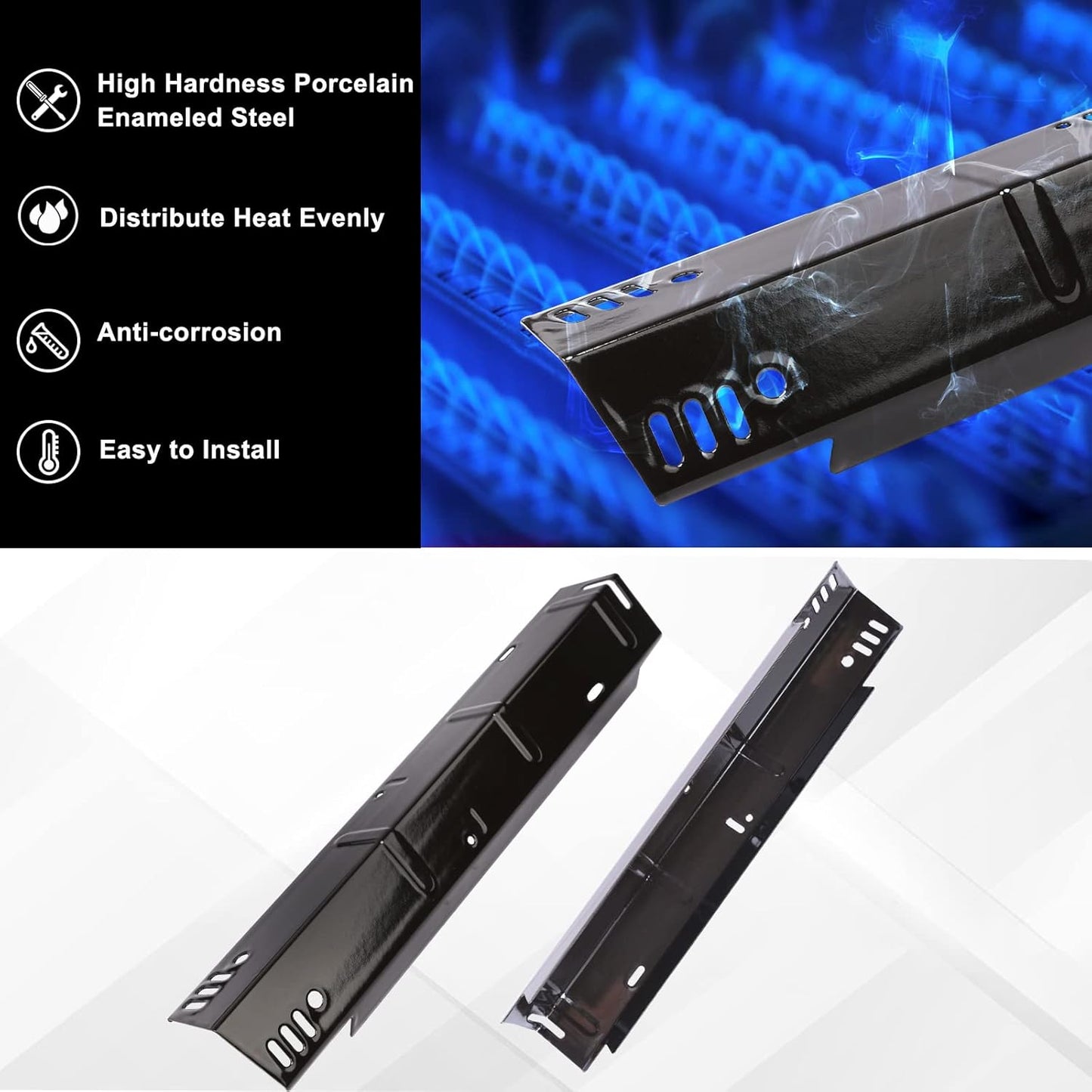 Uniflasy Grill Parts for Dyna-Glo DGH474CRP DGH450CRP,Grill Replacement Part Kit for Dyna-Glo 3/4/5 Burner Grill,Porcelain Steel Grill Heat Plate, Stainless Steel Burner Tube,Cooking Grates