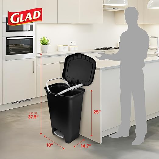 Glad 13 Gallon Trash Can | Plastic Kitchen Waste Bin - Image 2