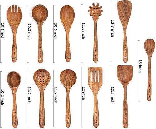 11 Pcs Wooden Kitchen Utensils Set - Image 2