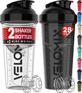 VELOMIX -2 Pack- 28 oz Protein Shaker Bottles by VELOMIX