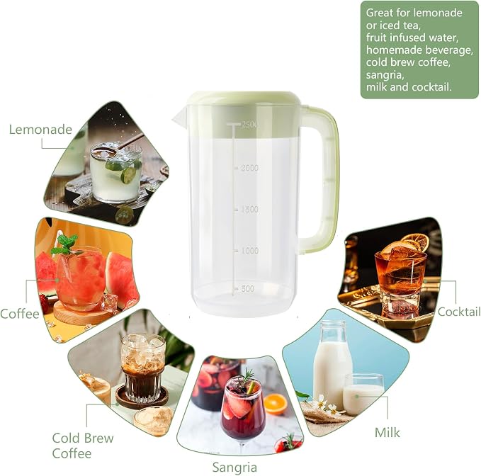 0.6 Gallon 2.5 Litre Clear Plastic Pitcher - Image 4